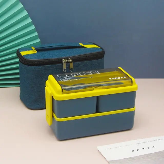 Double Layer Kids Lunch Box - Blue Set - Infants planet