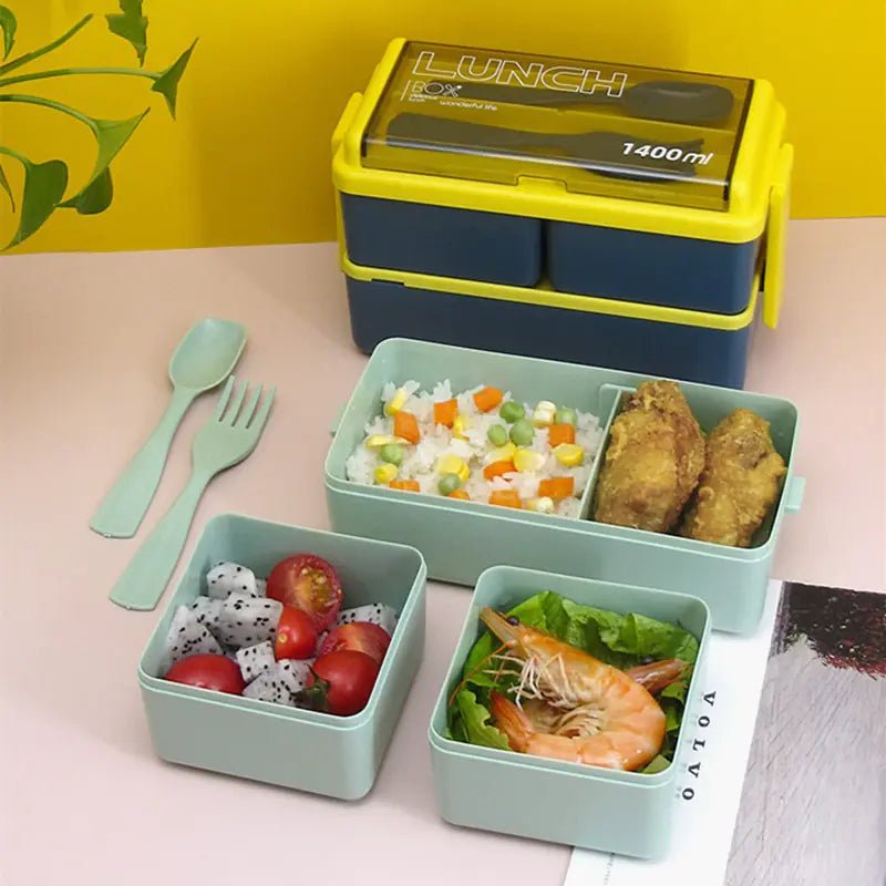 Double Layer Kids Lunch Box - Blue - Infants planet