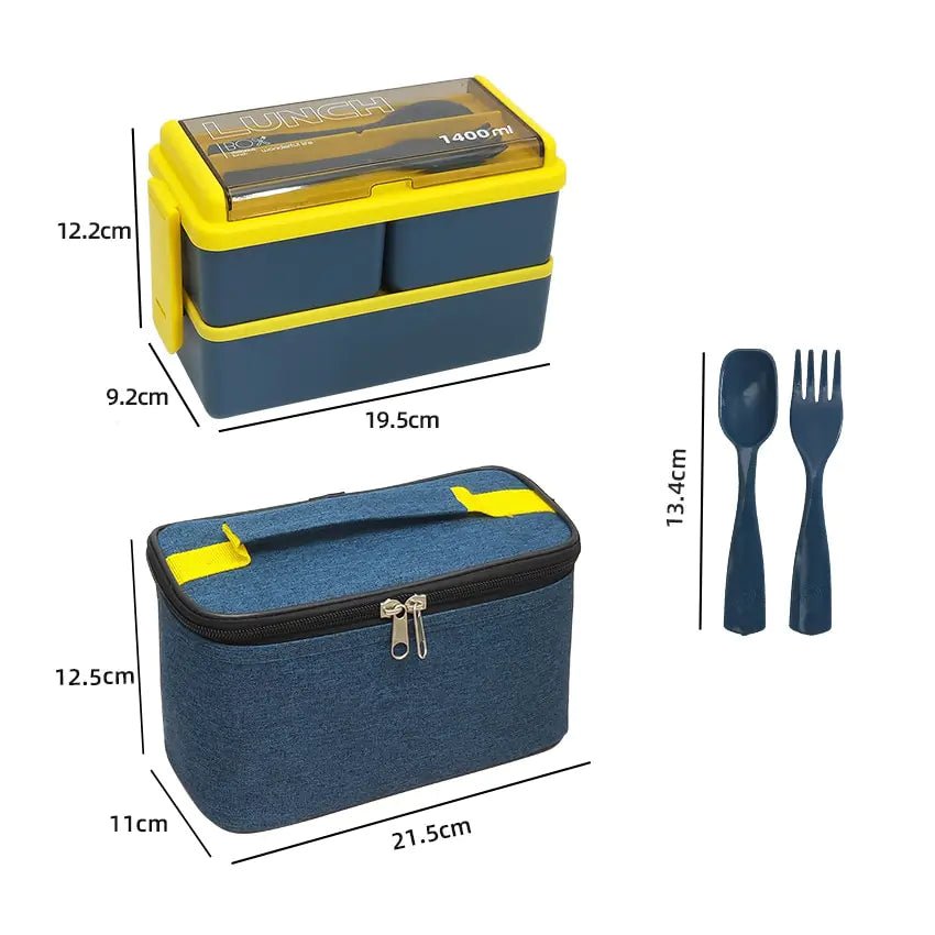 Double Layer Kids Lunch Box - Blue - Infants planet