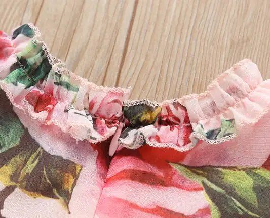 Flower Puff Sleeves Dress For Baby - 70cm - Infants planet