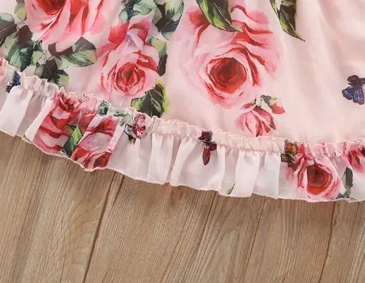 Flower Puff Sleeves Dress For Baby - 70cm - Infants planet