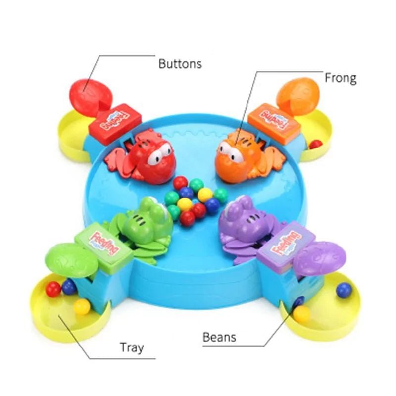 Funny Frog Eating Beans Board Game: Interactive Family and Educational Toy for Kids - 3 People 24 Beads - Infants planet