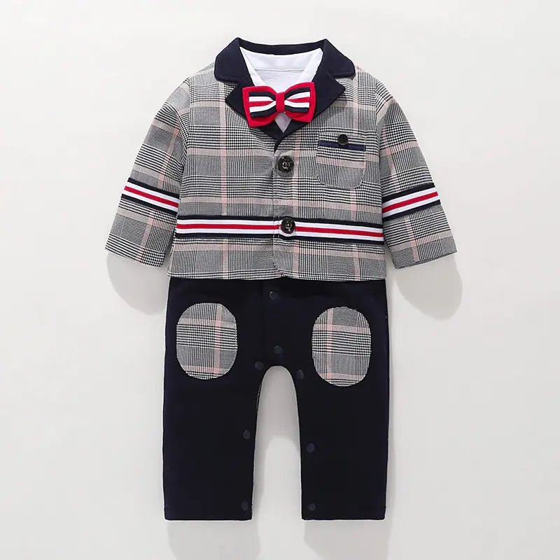 Gentleman Outfit for Baby Boys - Cotton Onesie Suit - White - Infants planet