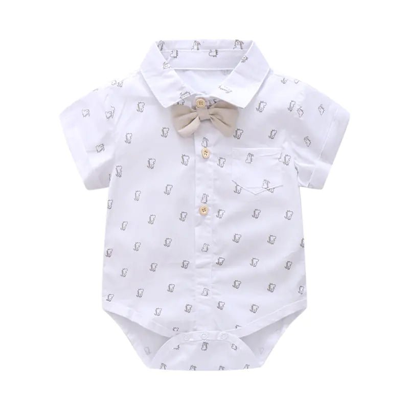 Gentleman Outfit for Baby Boys with Suspender Shorts - White - Infants planet