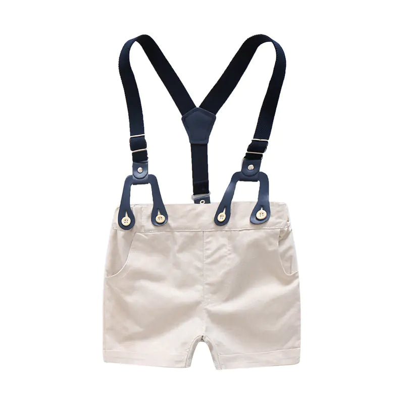 Gentleman Outfit for Baby Boys with Suspender Shorts - White - Infants planet