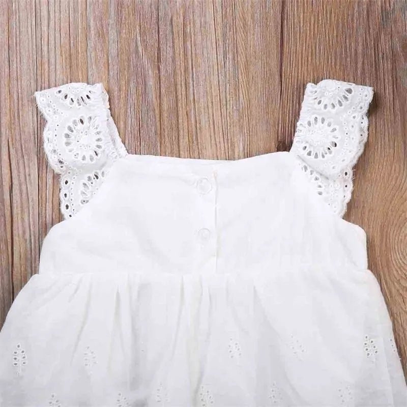 Girl Cotton Romper Jumpsuit Playsuit - White - Infants planet