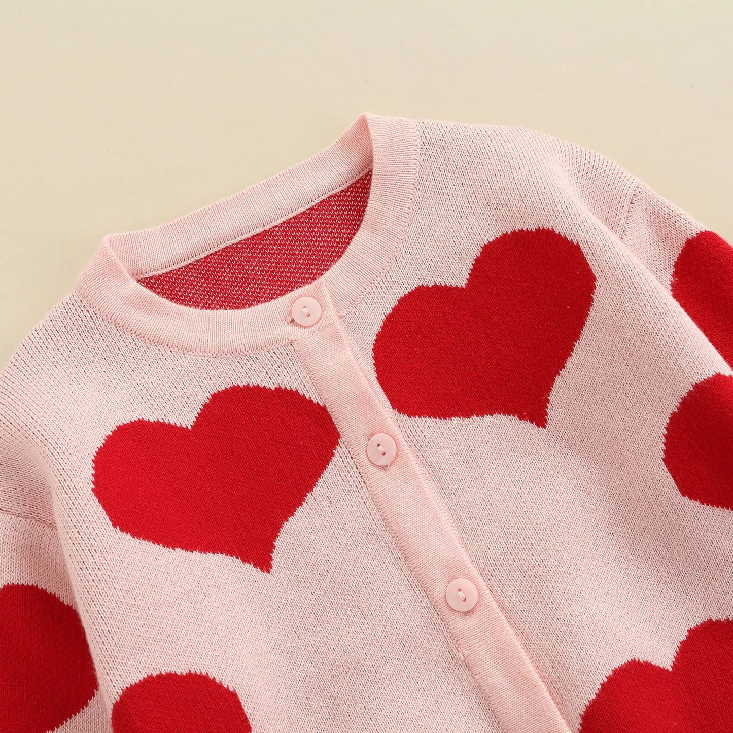 Heart Knitted Baby Sweater - Pink - Infants planet
