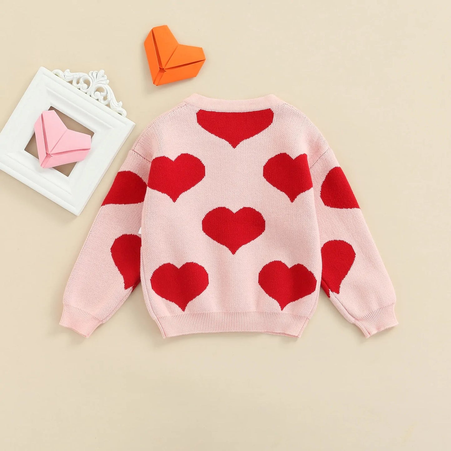 Heart Knitted Baby Sweater - Pink - Infants planet