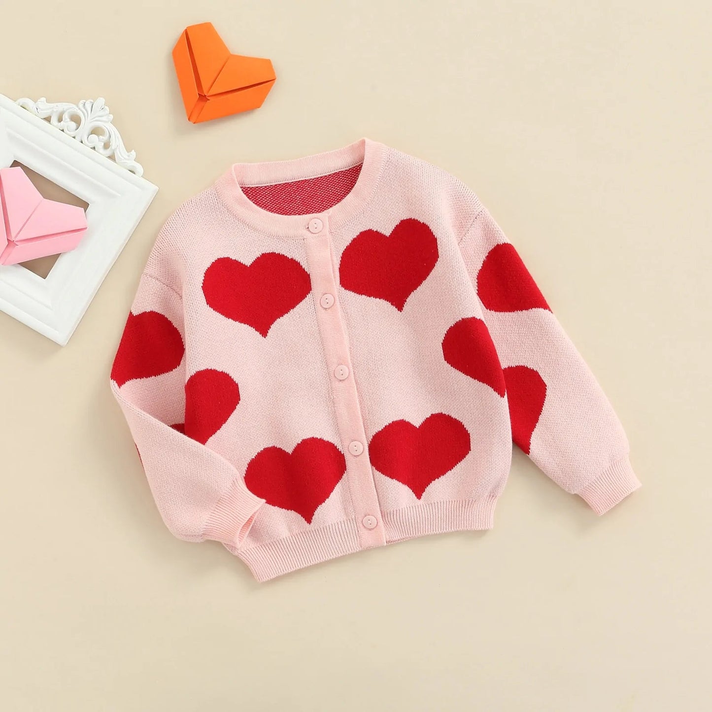 Heart Knitted Baby Sweater - Pink - Infants planet