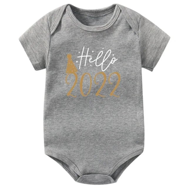 Hello 2022 Newborn Baby Bodysuit Romper - Black - Infants planet
