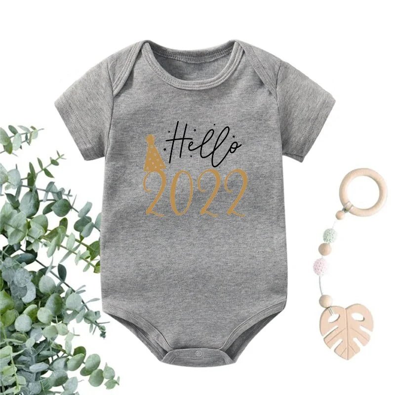 Hello 2022 Newborn Baby Bodysuit Romper - Black - Infants planet