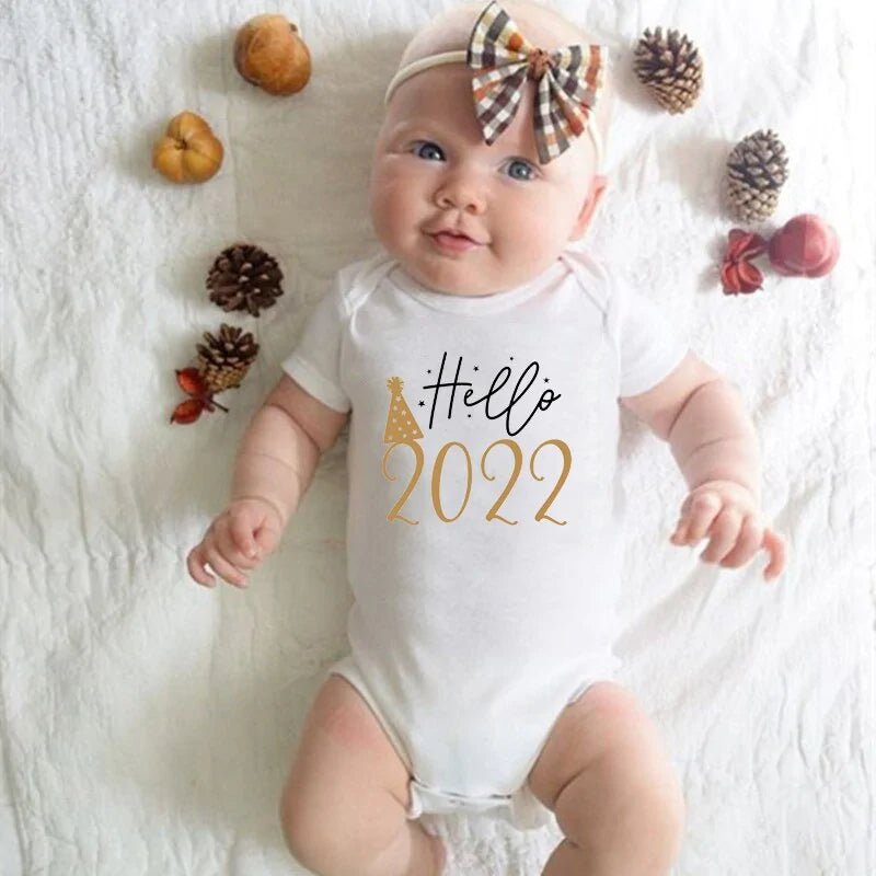 Hello 2022 Newborn Baby Bodysuit Romper - Black - Infants planet