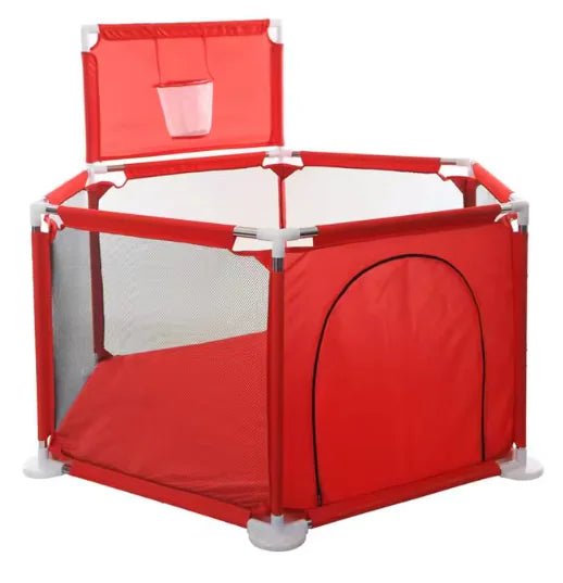 IMBABY Baby Playpen – Safety Barrier with Balls Pool, Basketball & Football for Kids - Red - Infants planet