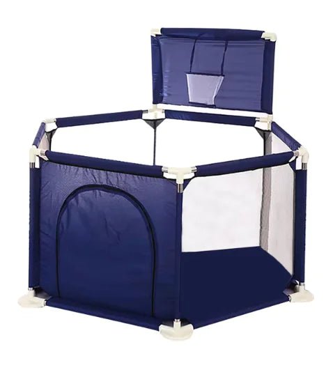 IMBABY Baby Playpen – Safety Barrier with Balls Pool, Basketball & Football for Kids - Blue - Infants planet