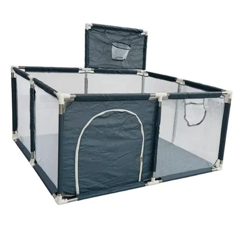 IMBABY Baby Playpen – Safety Barrier with Balls Pool, Basketball & Football for Kids - Dark Gray Small - Infants planet