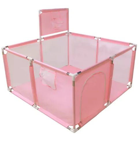 IMBABY Baby Playpen – Safety Barrier with Balls Pool, Basketball & Football for Kids - Pink Small - Infants planet