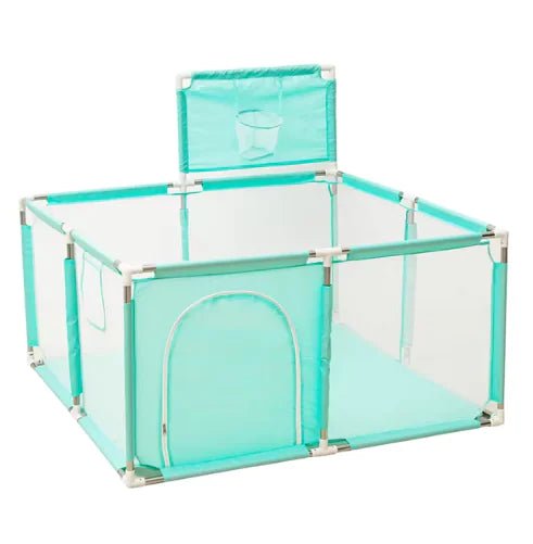 IMBABY Baby Playpen – Safety Barrier with Balls Pool, Basketball & Football for Kids - Green Small - Infants planet