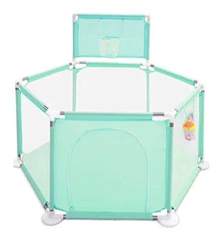 IMBABY Baby Playpen – Safety Barrier with Balls Pool, Basketball & Football for Kids - Green - Infants planet