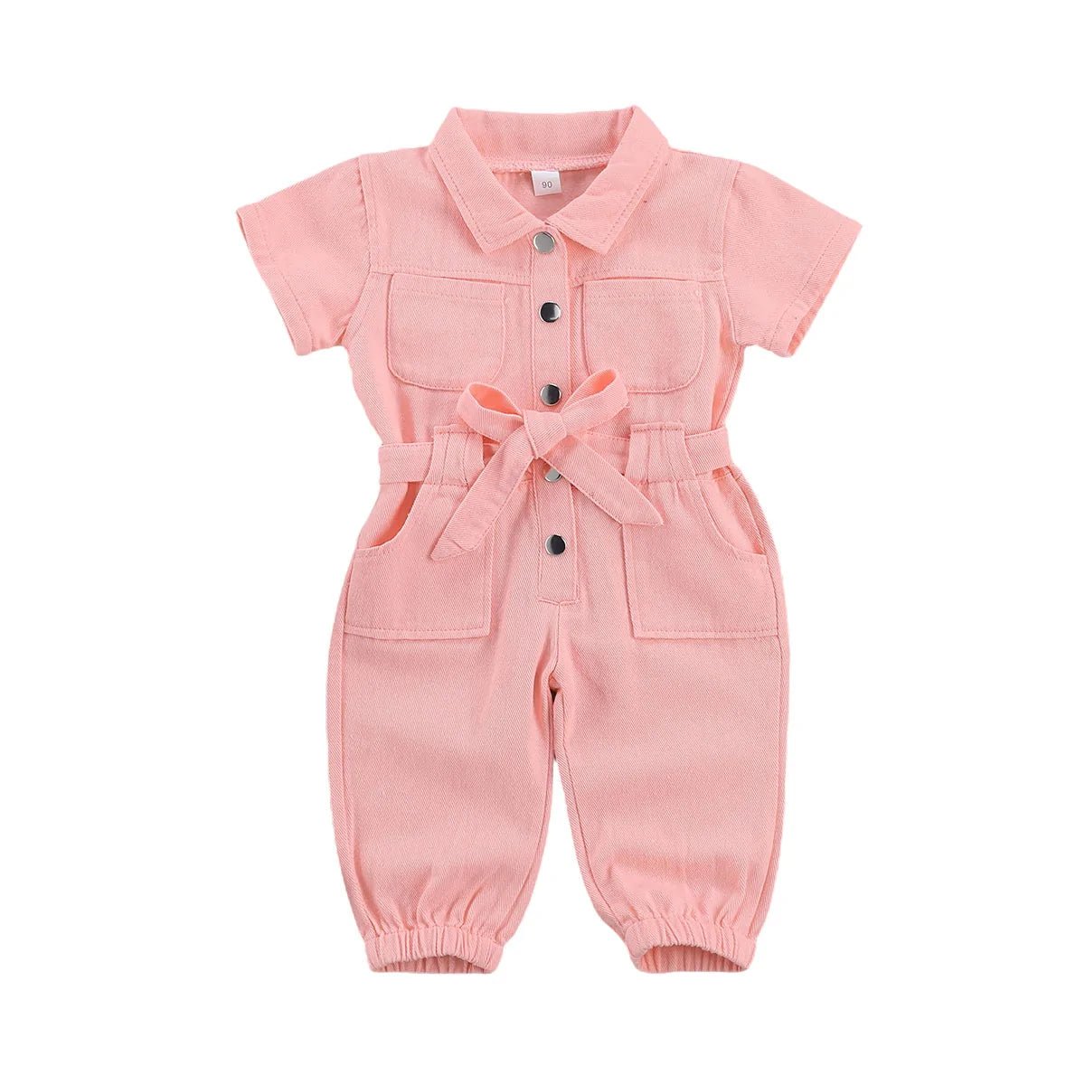 Infant Kids Baby Girls Denim Jumpsuit - Pink - Infants planet