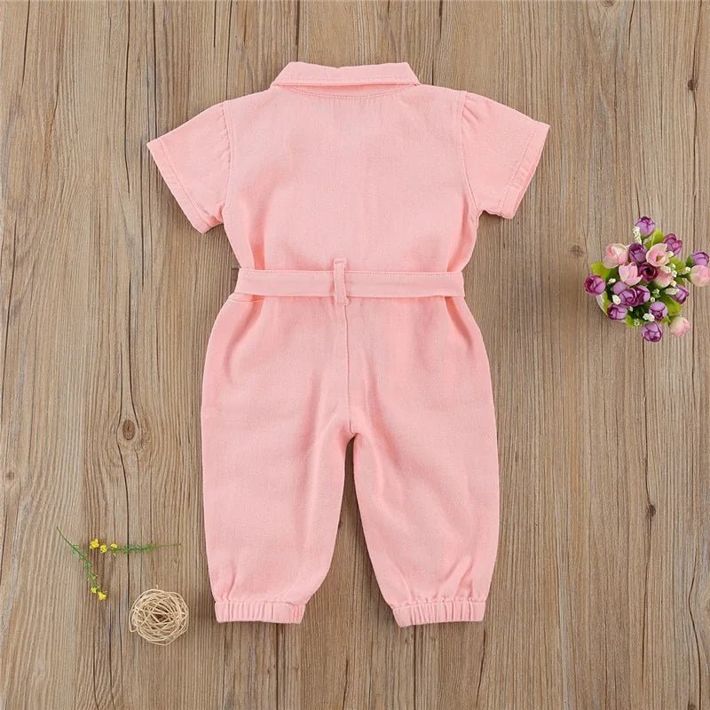 Infant Kids Baby Girls Denim Jumpsuit - Pink - Infants planet