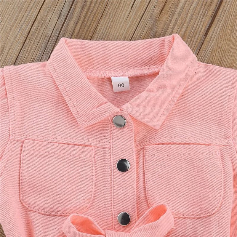 Infant Kids Baby Girls Denim Jumpsuit - Pink - Infants planet