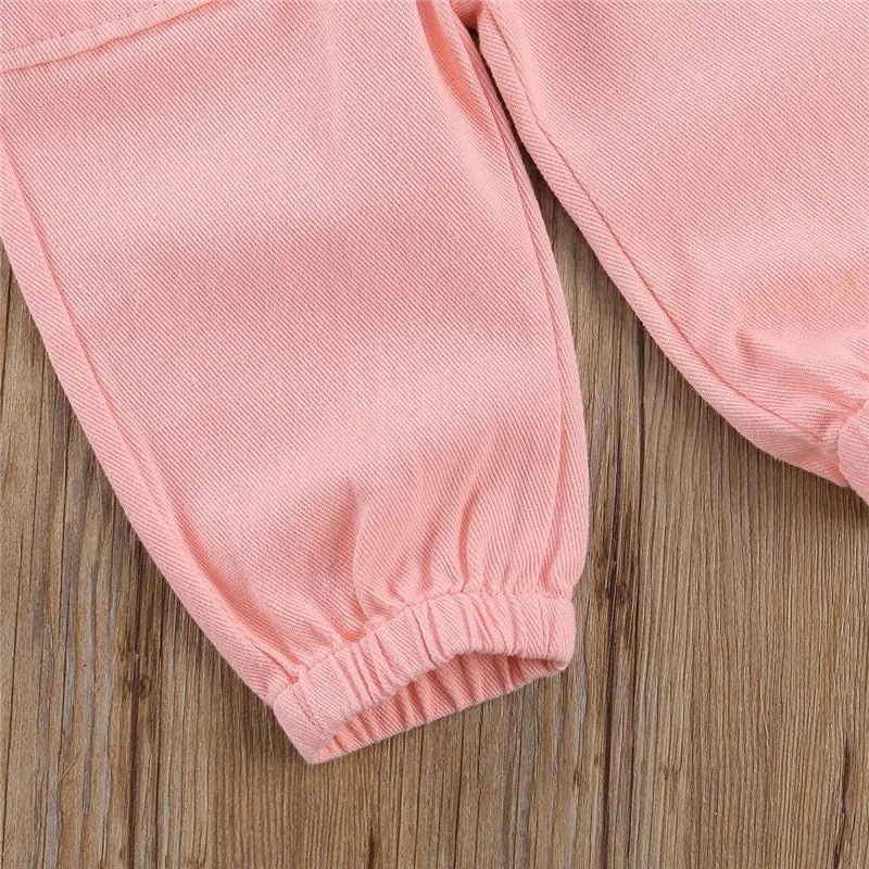Infant Kids Baby Girls Denim Jumpsuit - Pink - Infants planet
