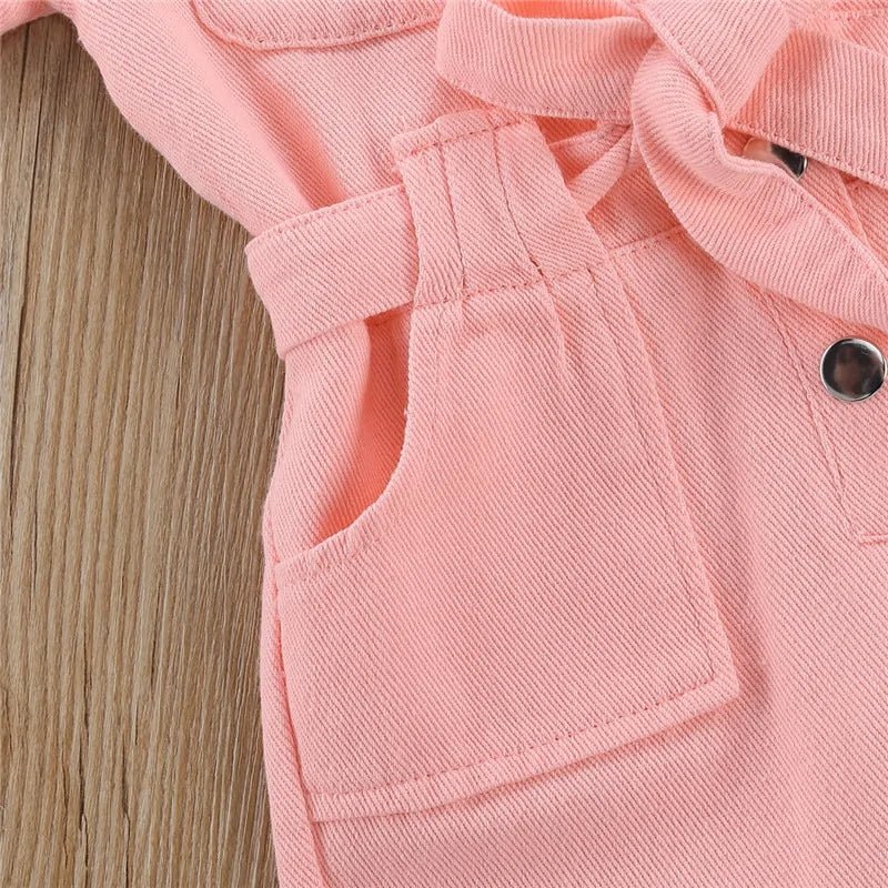 Infant Kids Baby Girls Denim Jumpsuit - Pink - Infants planet