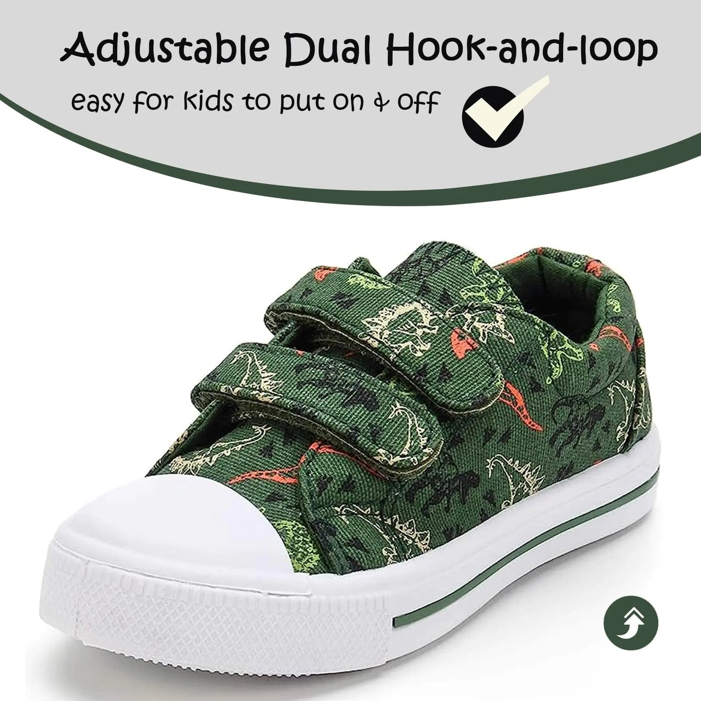 K KomForme Toddler Boys & Girls Shoes Kids Canvas Sneakers with Cartoon Dual Hook and Loops 6 Toddler Tyrannosaurus Dinosaur - Tyrannosaurus Dinosaur - Infants planet