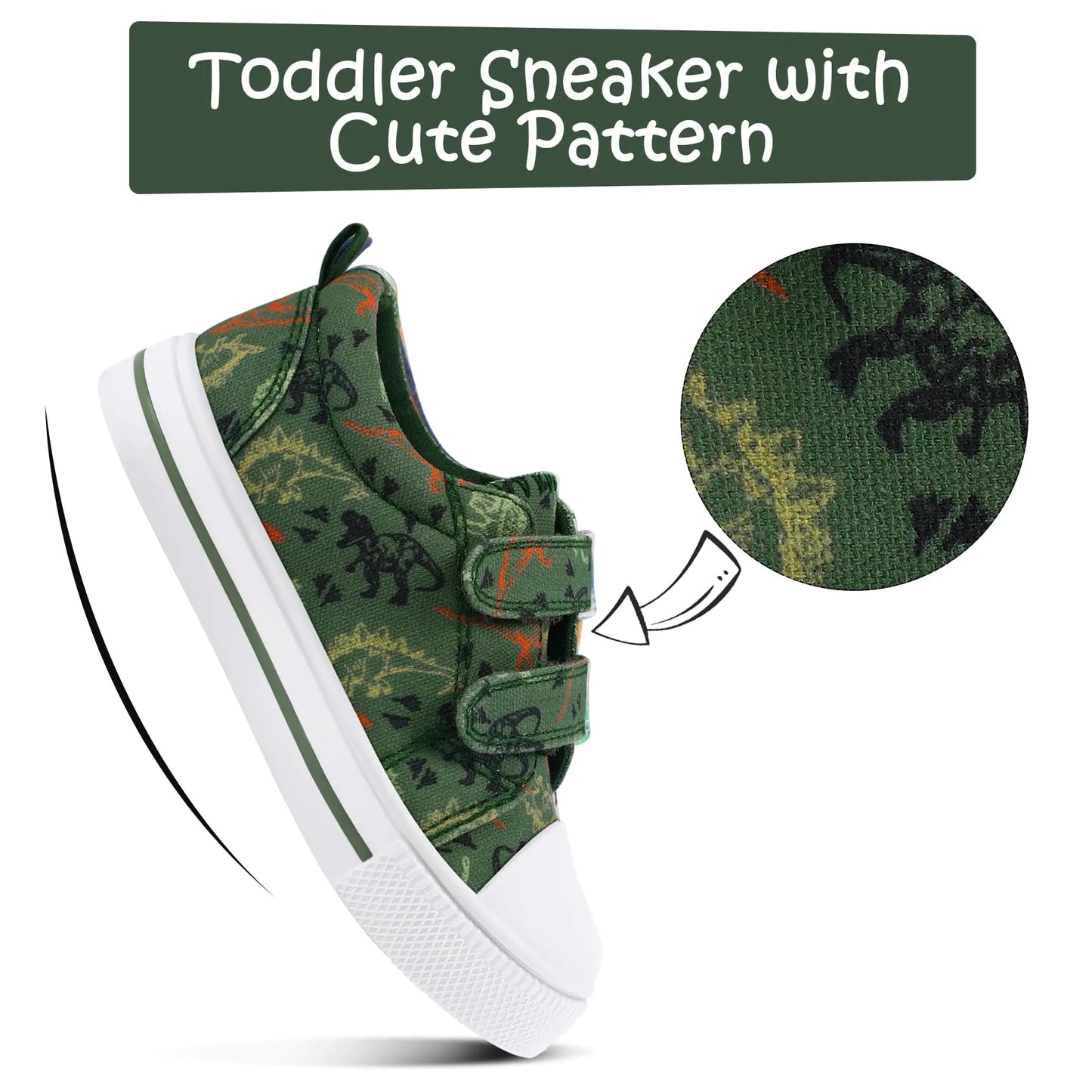 K KomForme Toddler Boys & Girls Shoes Kids Canvas Sneakers with Cartoon Dual Hook and Loops 6 Toddler Tyrannosaurus Dinosaur - Tyrannosaurus Dinosaur - Infants planet