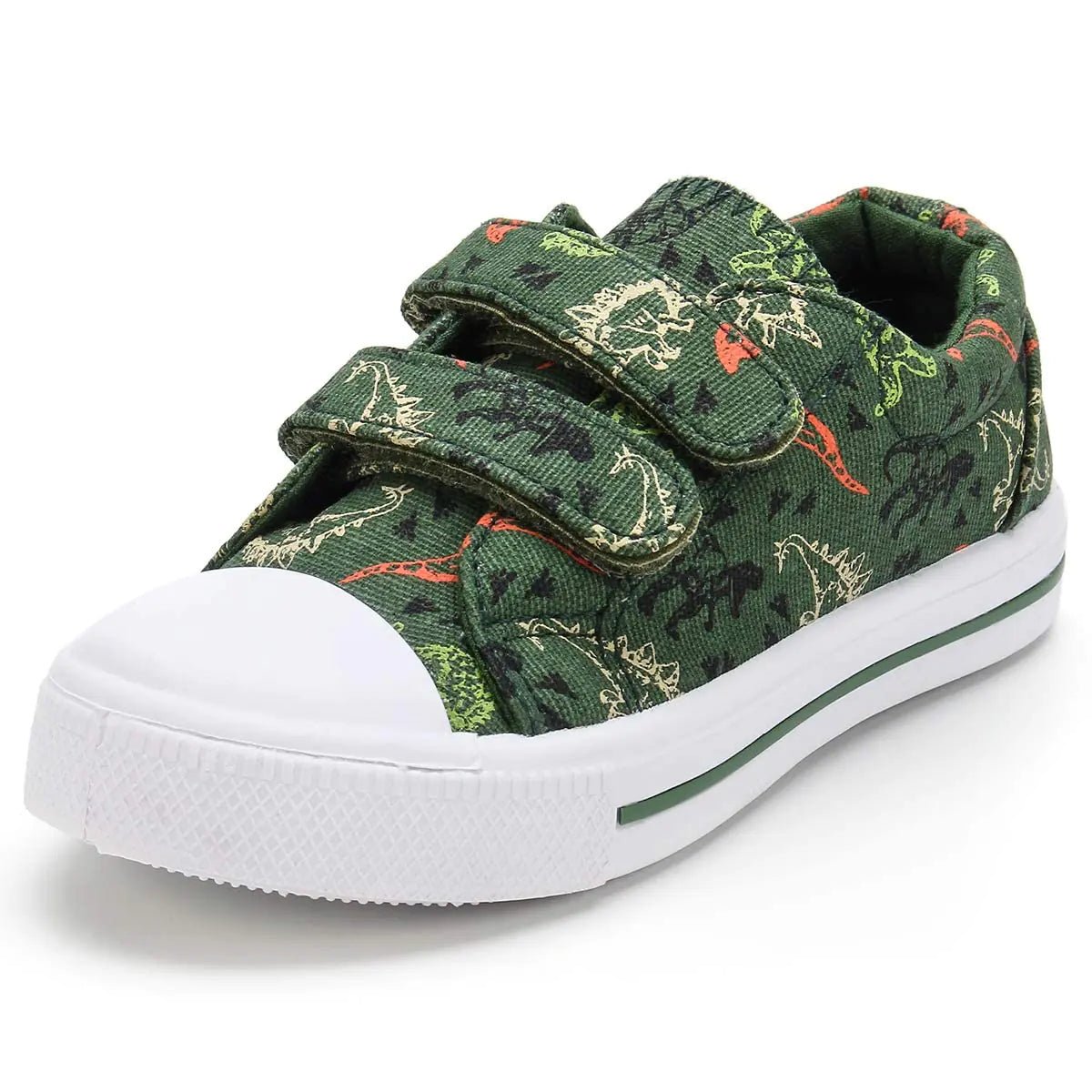 K KomForme Toddler Boys & Girls Shoes Kids Canvas Sneakers with Cartoon Dual Hook and Loops 6 Toddler Tyrannosaurus Dinosaur - Tyrannosaurus Dinosaur - Infants planet