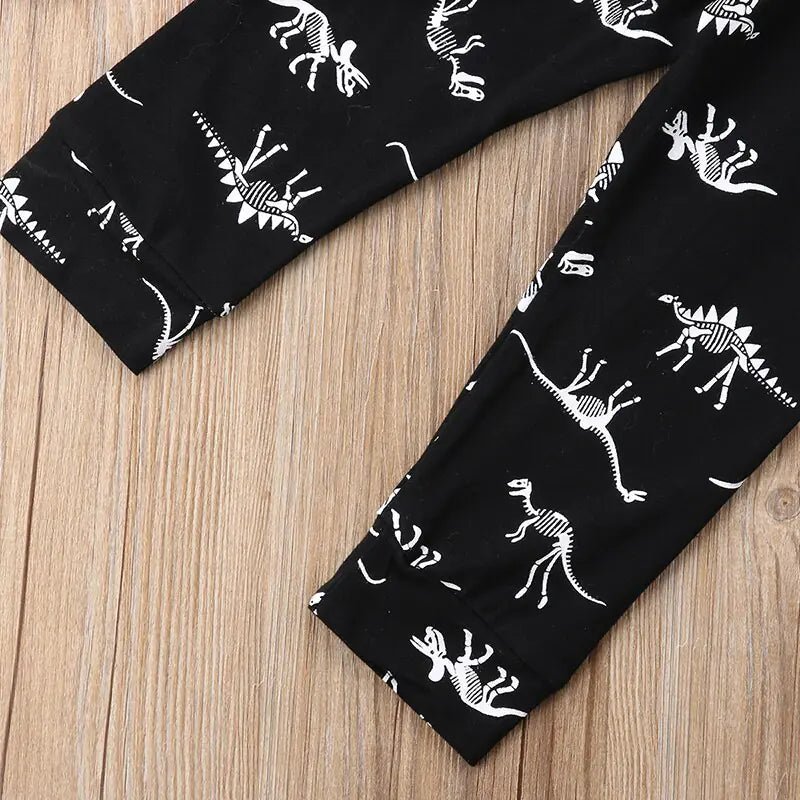 Kids Boys Casual Dinosaur Outfits - Black - Infants planet