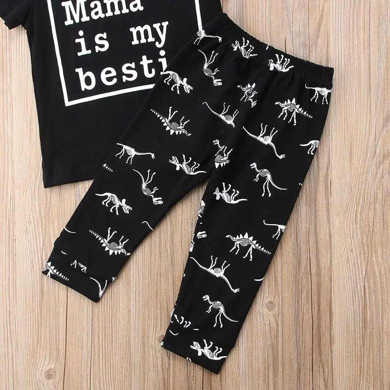 Kids Boys Casual Dinosaur Outfits - Black - Infants planet