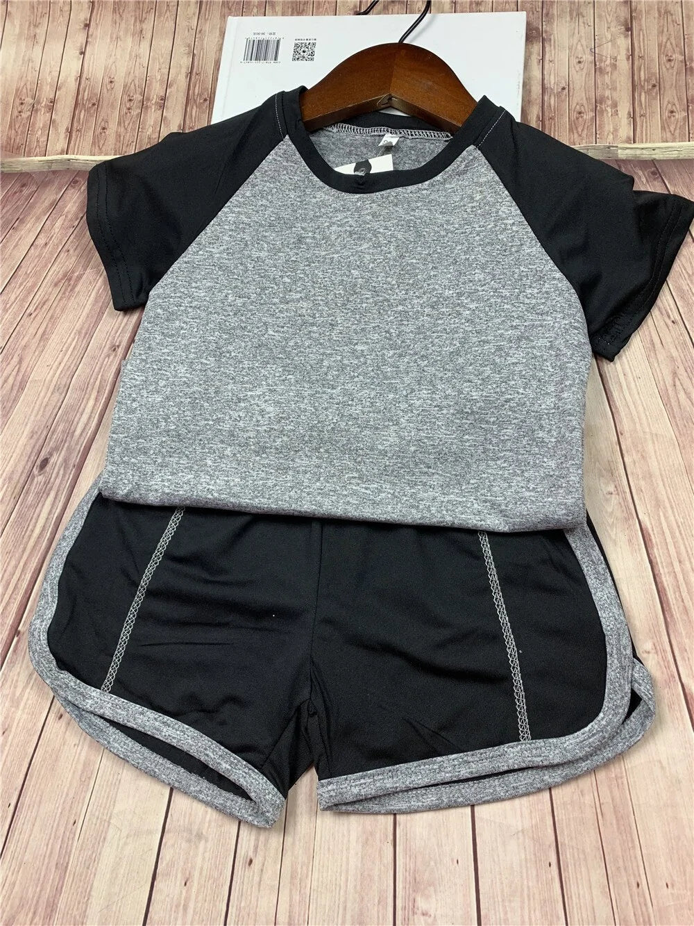 Kids Fitness T-shirt and Gym Shorts - Gray - Infants planet