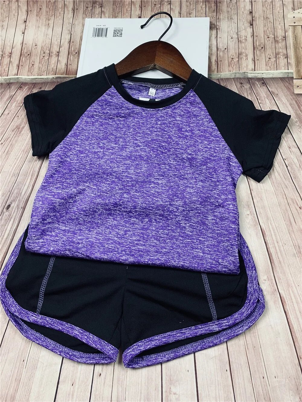 Kids Fitness T-shirt and Gym Shorts - Purple - Infants planet