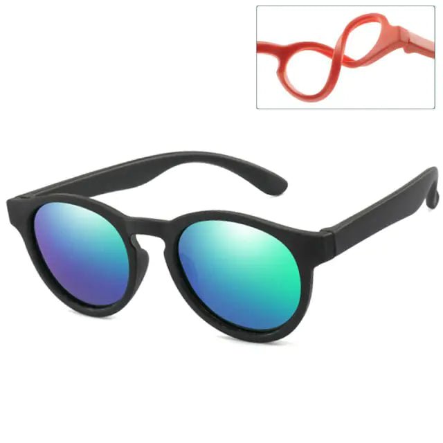 Kids Round Polarized Sunglasses - Black Green Gray - Infants planet
