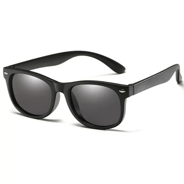 Kids Round Polarized Sunglasses - Matte Black - Infants planet