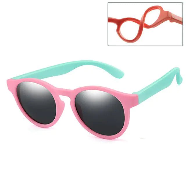 Kids Round Polarized Sunglasses - Pink Green Gray - Infants planet