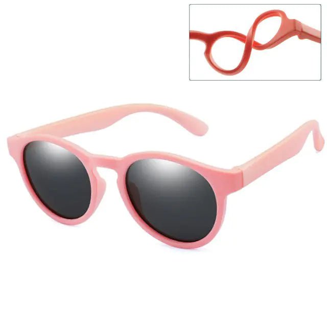 Kids Round Polarized Sunglasses - Pink Gray - Infants planet