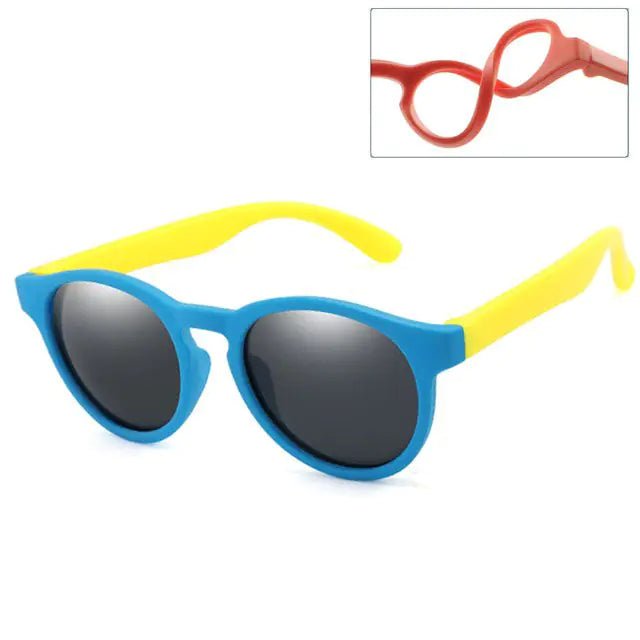 Kids Round Polarized Sunglasses - Blue Yellow Gray - Infants planet