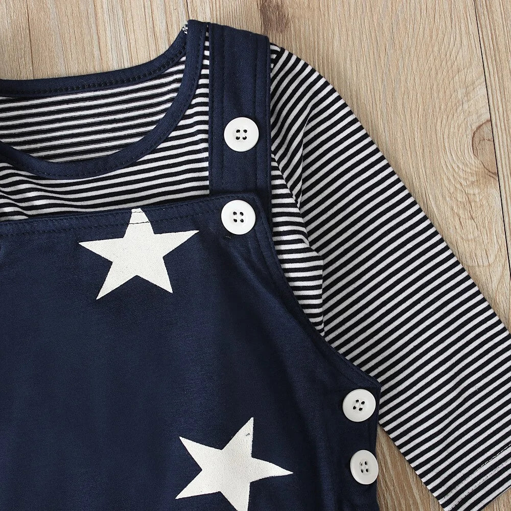 Newborn Baby Boy Clothes Long Sleeve Tops + Suspender Pants + Hat - green - Infants planet