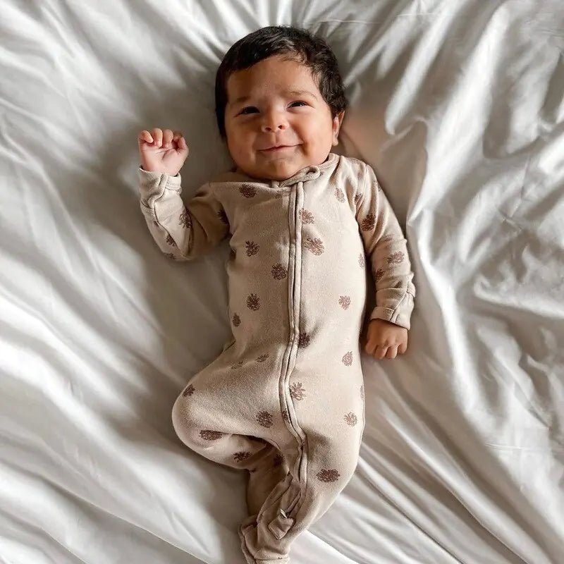 Newborn Baby Knitted Footie Jumpsuit - Beige - Infants planet