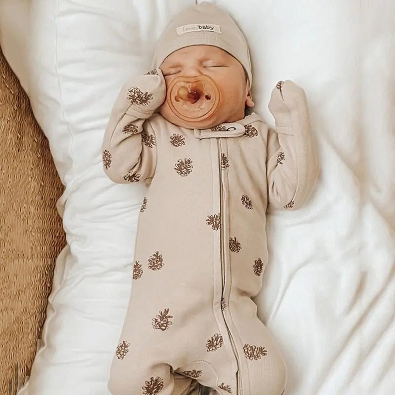 Newborn Baby Knitted Footie Jumpsuit - Beige - Infants planet