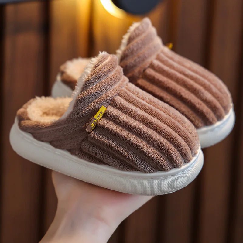Non - Slip Thick - Soled Warm Cotton Slippers - Coffee - Infants planet