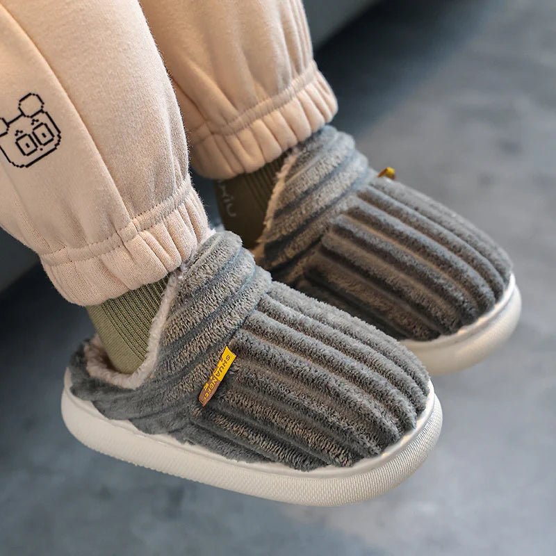 Non - Slip Thick - Soled Warm Cotton Slippers - Gray - Infants planet
