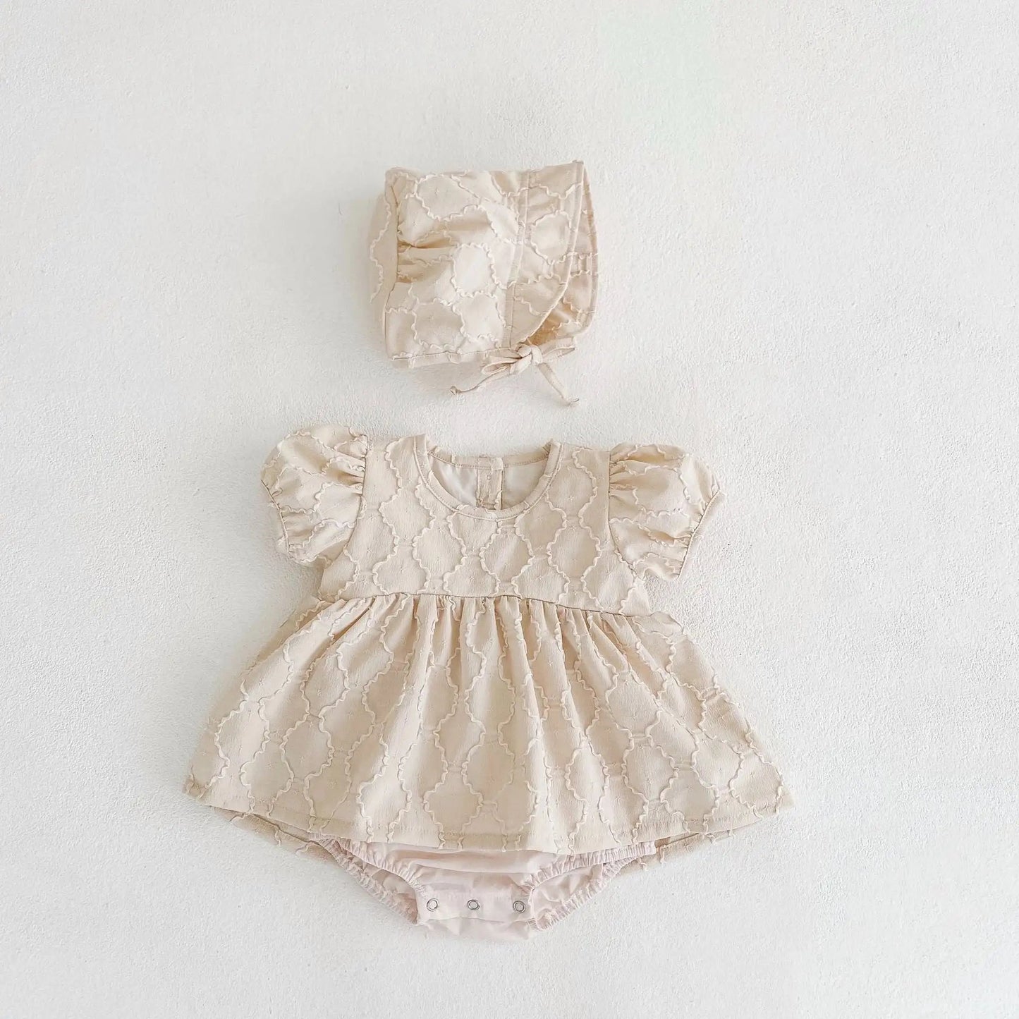Princess Jacquard Bubble Short Sleeve - Apricot - Infants planet