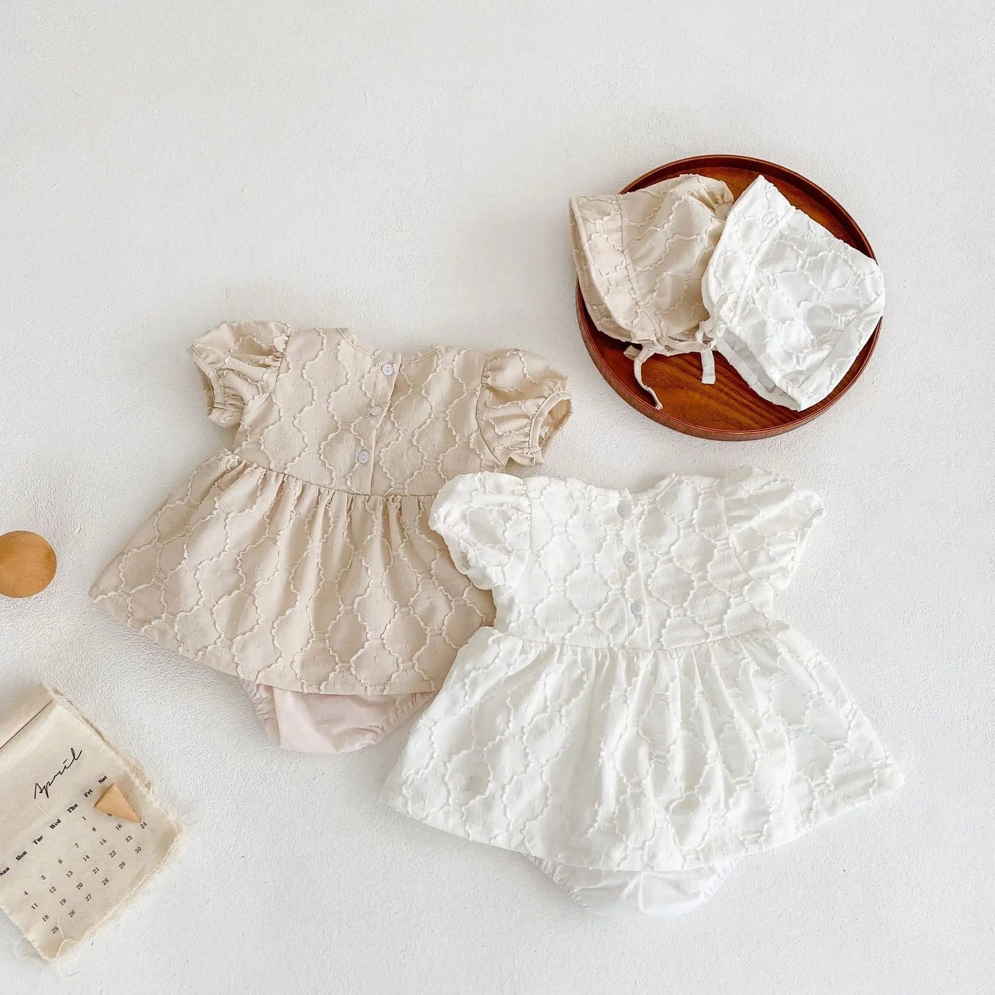 Princess Jacquard Bubble Short Sleeve - Beige - Infants planet