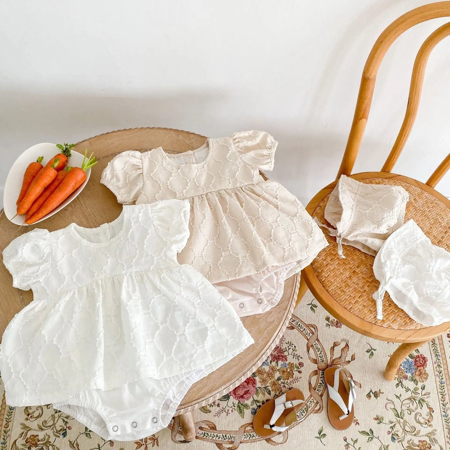 Princess Jacquard Bubble Short Sleeve - Beige - Infants planet