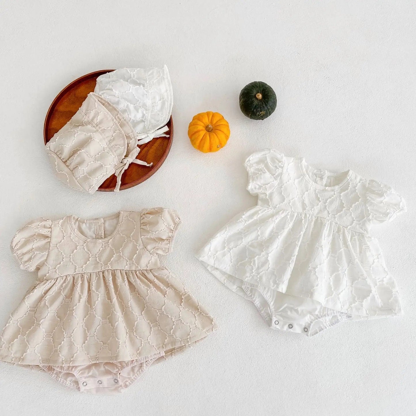 Princess Jacquard Bubble Short Sleeve - Beige - Infants planet