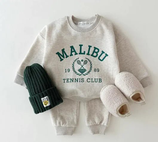 Printed Letter Sweatshirt and Leggings Set - Beige Grey - Infants planet