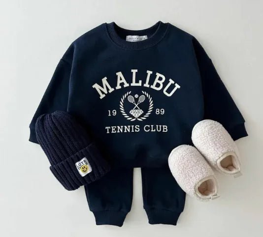 Printed Letter Sweatshirt and Leggings Set - Sapphire blue - Infants planet